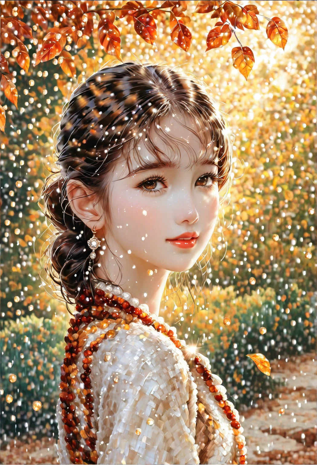 girl autumn rain diamond mosaic, beautiful glass beads, realistic high resolution
v.1.3
