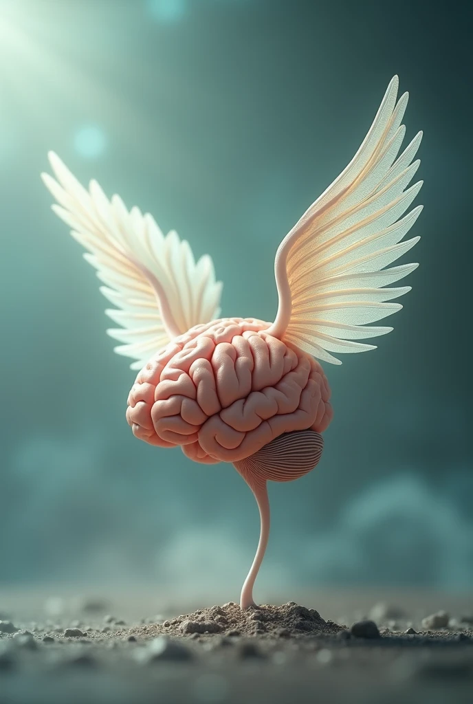 Brain that offers real not caricature with angel wings