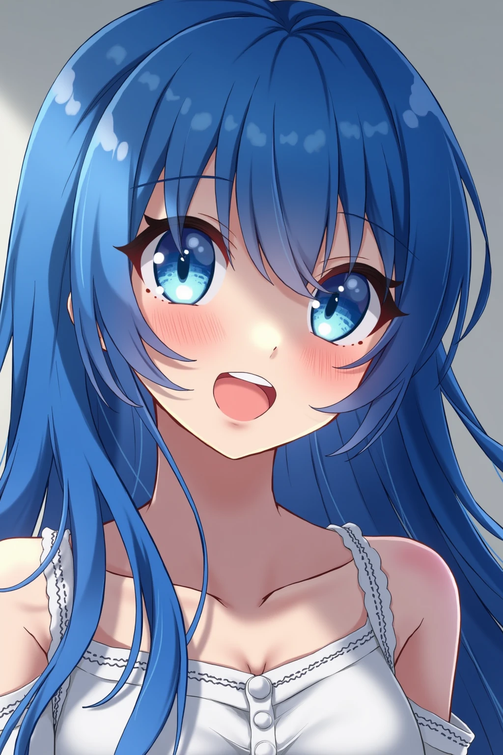 Long blue hair brown eyes anime girl naked masturbating