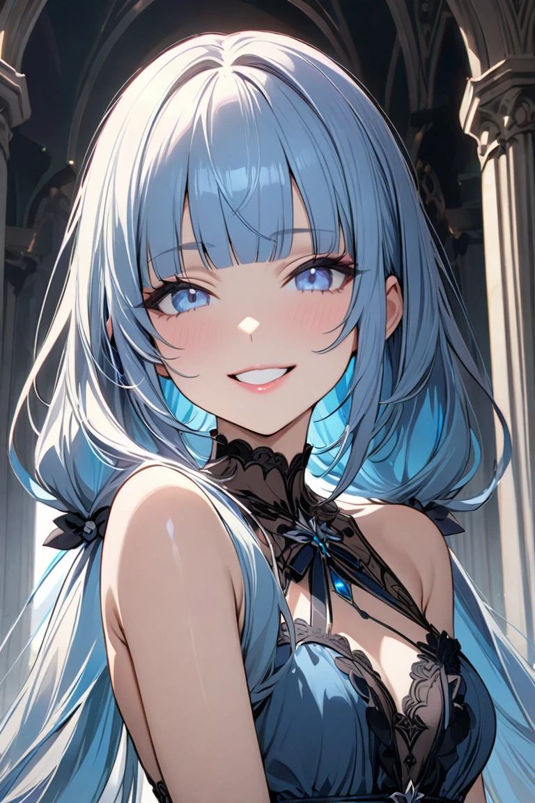 最high quality、best image quality、masterpiece、girl((20-year-old、 By becoming、vest bust、medium bust,wide open breast tea、shining eyes, Water feathers、long hair、thin,highest valley、blue sports bra、blue sports pants,diamond earrings、Wristband、black gloves、swimming、Ocean、smile、smile、swimming motion)),high quality、beautiful art、background((深Ocean、Ocean、shark、))、Flight、debris flies、Depth of written boundary、movie、visual art、perfect art、8K,genuine、Oceanアート、anime style