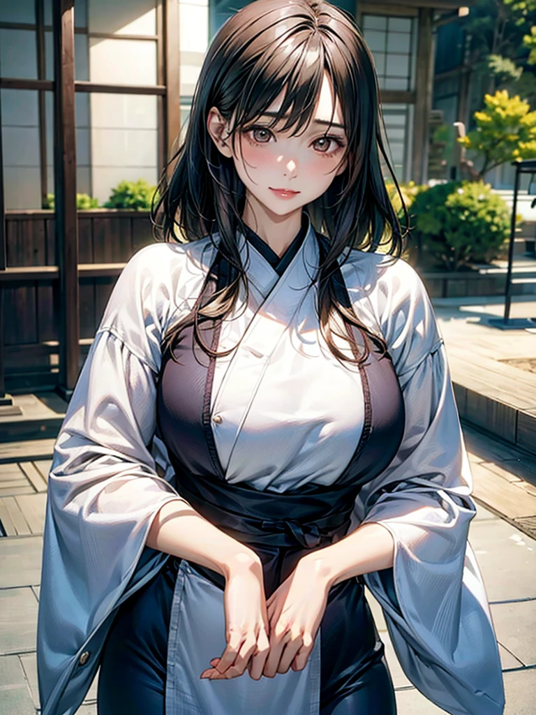 (best quality,4k,8k,highres,masterpiece:1.2),ultra-detailed,realistic:1.37,beautiful detailed eyes,beautiful detailed lips,extremely detailed eyes and face,long eyelashes,1girl,strong and confident posture,black hair,cropped hair with a small braid at the back,white kimono with torn parts,ready for a fight,gang,tattoos,illustration,professional styling,vivid colors,stunning lighting