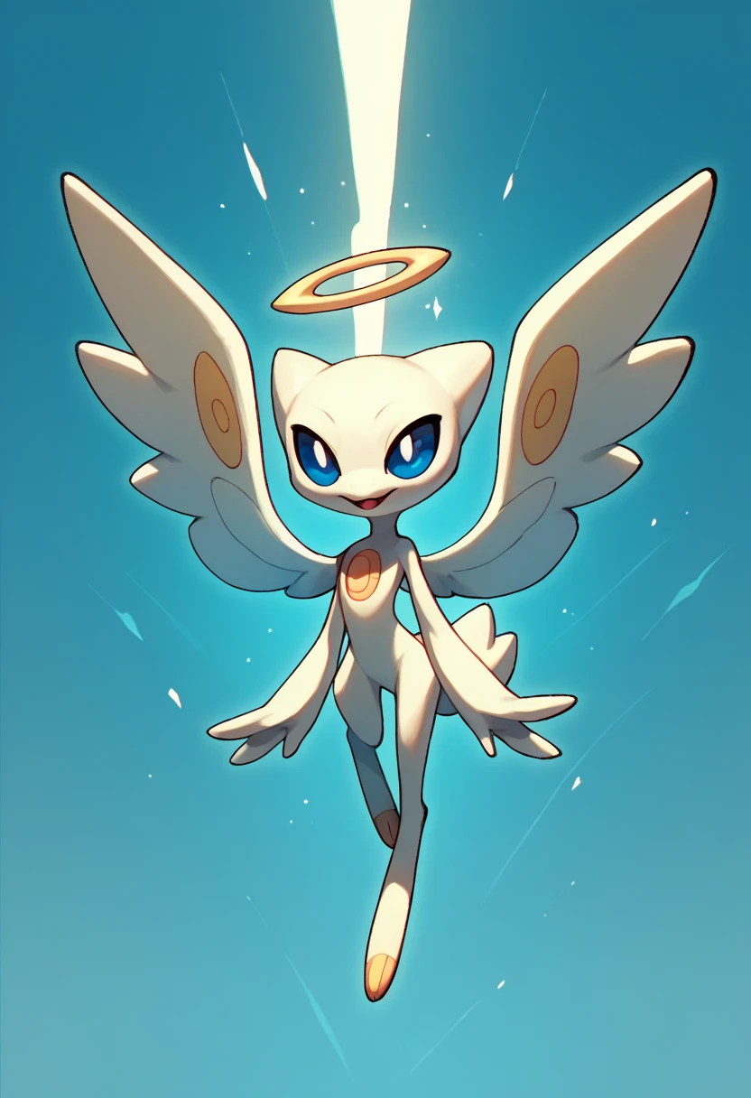 Pokémon Style ,Angel  , Three eyes   ,wings ,  whiter body  ,  solo , tails 