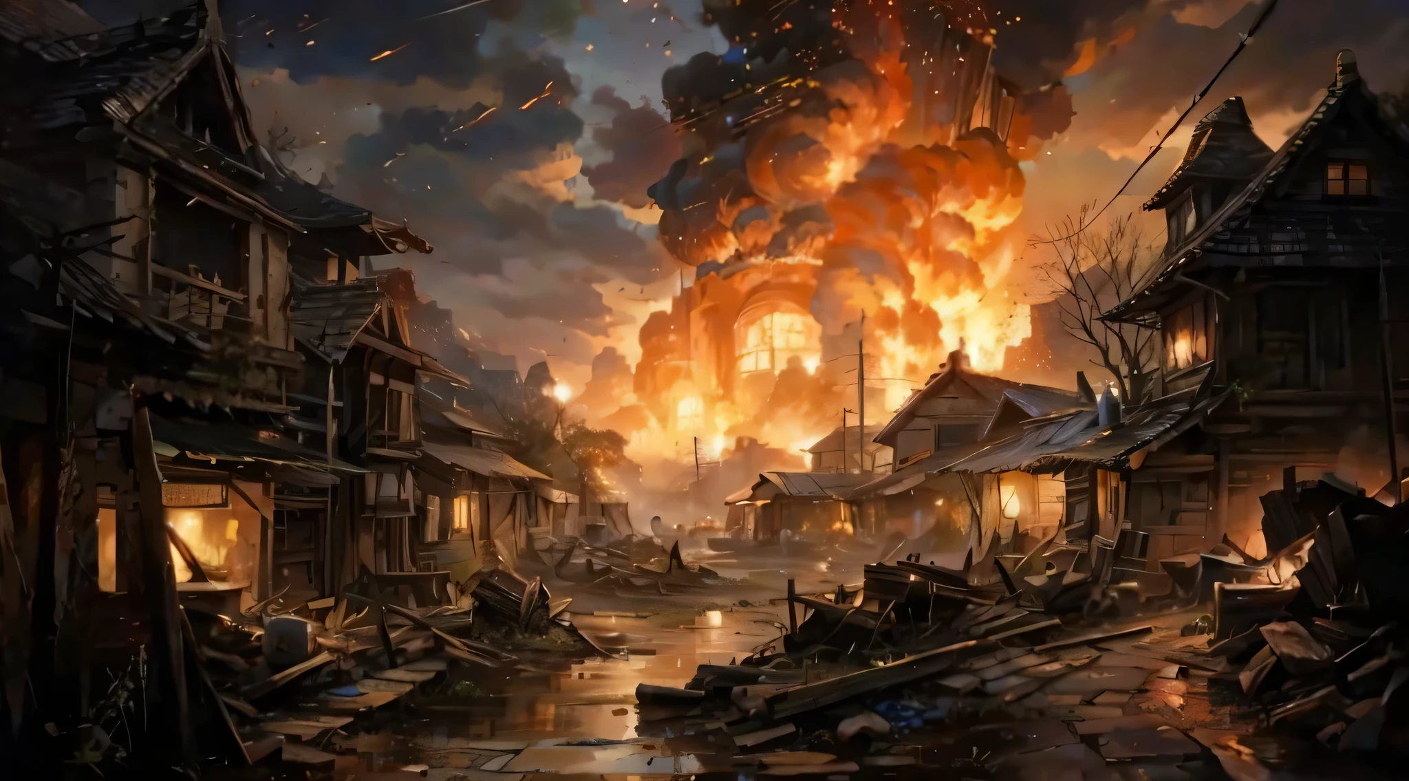 Draw me a ruined village