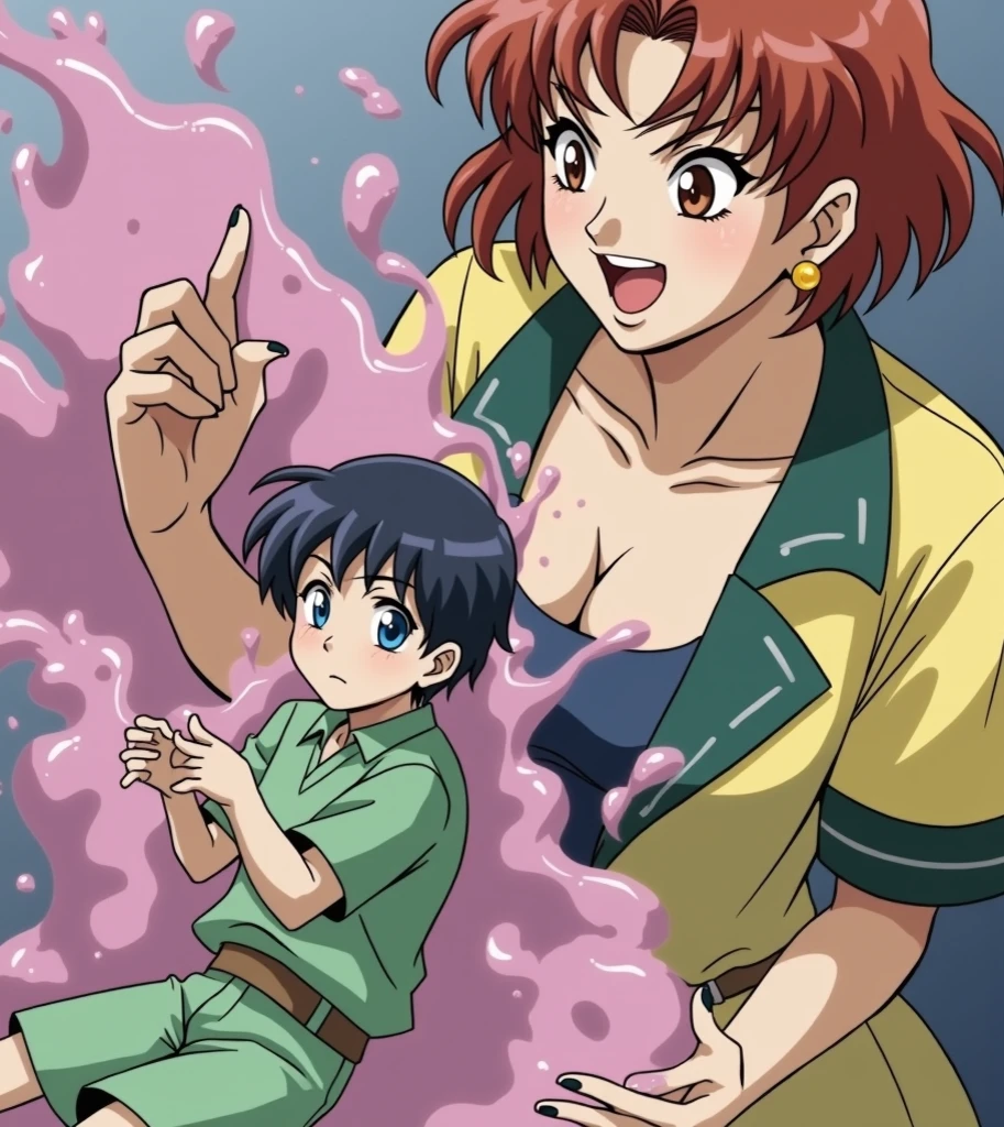 (hightquality、high-level image quality、masutepiece、anime styled),(From Side:0.7)(Anime Cell Style、anime colours、90s anime style),(Looking at Viewer:1.1),(Nanakusa Nazuna duree 々 child,Brown hair,Brown eyes,Upstyle,lipsticks:1.1), Smile Face, (huge natural breasts:1.6), (Naked:1.4), Pool, Opening Mouth, Lewd expression, tounge out, Sun bath,(Mass sweat:1.2)(Ahegao:1.3)(Masturbating:1.4)