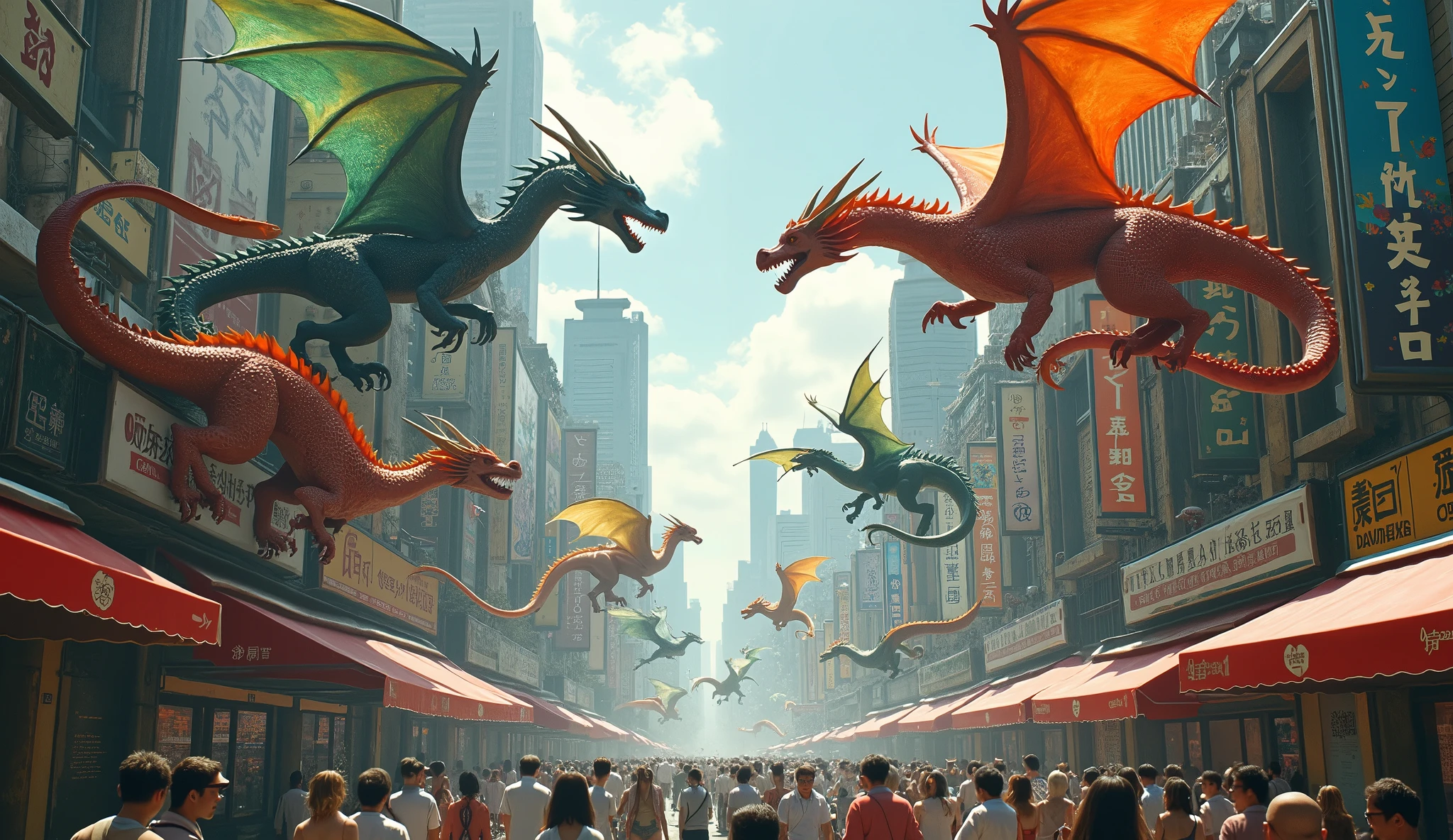 Make me Monas many people gather because there are many dragons