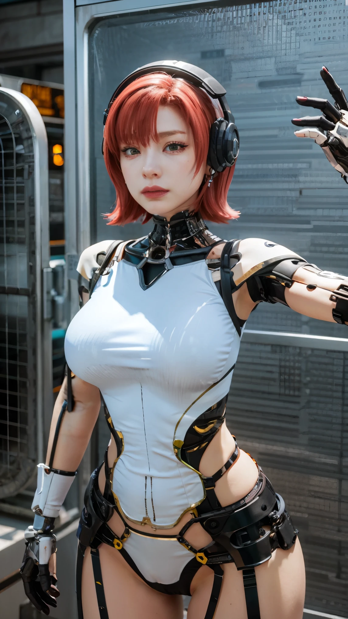 anime - style image of a woman with a skeleton body and a helmet, unreal engine render + a goddess, biomechanical oppai, highly detailed cybernetic body, white biomechanicaldetails, gynoid cyborg body, 3 d render character art 8 k, detailed body, intricate mechanical body, cybernetic and highly detailed