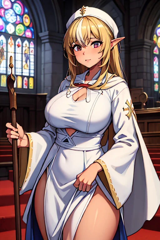 ((  best quality)), ((masterpiece)), (   Details),   1 girl ,    Fantasy World  ,Sister,dress Robe,have stick,Robe,church,