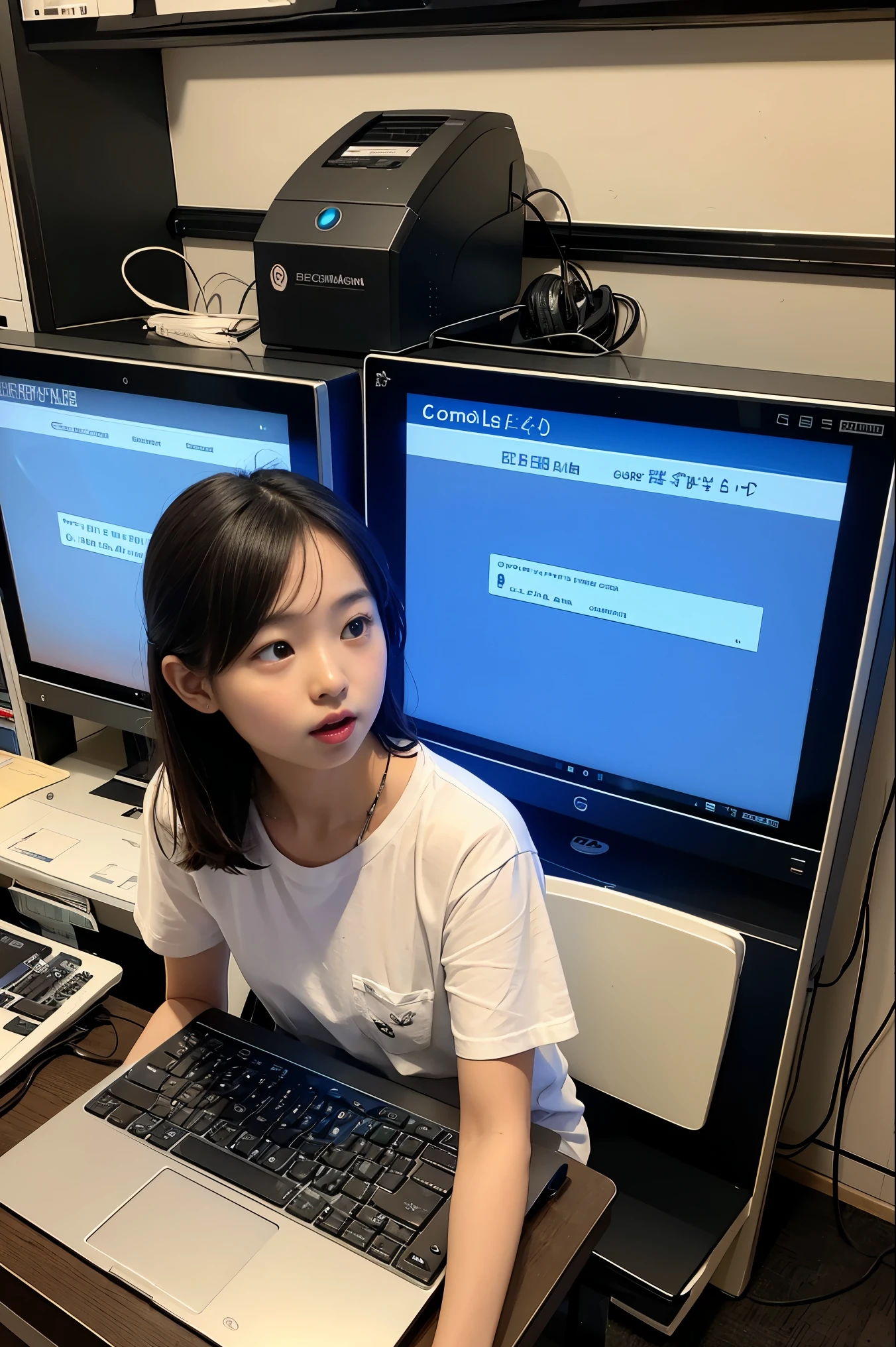 She looks 15 but、She has the cute face of a 20-year-old idol. Gentle and cute ((Crying expression)) Medium bust Wear a bikini She is a tall building々She works in a small office wearing a bikini.、((He is having a conversation with his male colleagues in suits in the office, looking like he is about to cry.)). RAW Photos Genuine Genuine Life Do not display copyright