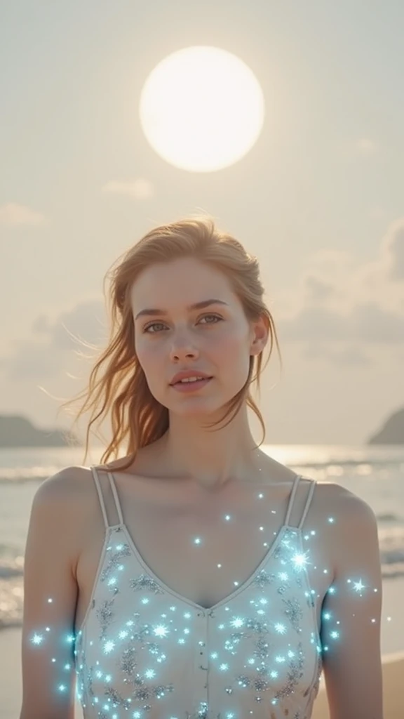 8K, masterpiece, RAW Photos, Highest quality, Realistic, Very detailed, Depth of written boundary, Cinematic Light, Anatomically correct body, 
An elegant and beautiful mature woman, 
Bob cut short hair, Very beautiful face, Exquisitely detailed face, Glamorous Body, 
Transparent white skin, Beautiful and bountiful breasts, Sexy ass, Sexy thighs, 
White bikini swimsuit, Detailed cloth texture, Gorgeous necklace, Gorgeous earrings, 
Starry sky background, Dark sandy beach at night, Pitch black sea surface, 
Beautiful back view,