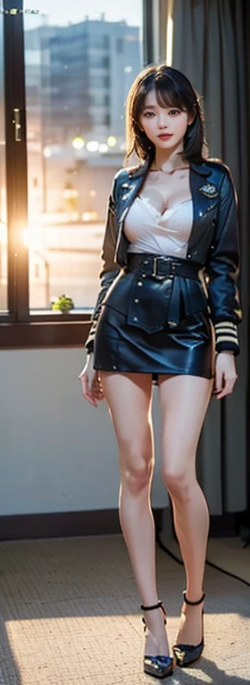 (Navy Seals Navy Pilots、27 talents、8 heads of beauty、Runway on aircraft carrier deck)、(Highest quality, 8k, 32K, masterpiece, 超High resolution:1.2), (Realistic:1.5), (masterpiece, Highly detailed CG Unity 8k wallpaper, Highest quality, High resolution:1.2), (Very detailed, 超High resolution:1.2), Photo of extremely cute and beautiful Japanese woman, (Windになびいた栗色の髪:1.2), Adult, (詳細な美しいwoman1.4), Highest quality, woman, Adult, (Detailed US Navy White Pilot Uniform:1.5), (pilot captain jacket:1.3), (High waist pencil mini skirt:1.3), ((No underwear on))、(Beautiful sunset、Runway on aircraft carrier deckのWind景Background:1.2), (F-14 fighter、F-18、Background)、Looking at the audience, smile、To the audience:, ((完璧なwomanの身体)), (Tight waist:1.2), (Full body image:1.3), Abdominal muscles, (Beautiful breasts:1.25),(Sexy cleavage), Wind, Dynamic pose, Cinematic Light, Backlight, Quality clo薄いg, Perfect Anatomy, Perfect Proportions, Detailed human body,(Blue eyes)、(A face with large eyes )、Sexy slit thighs and beautiful legs、No underwear on、鍛えられたAbdominal muscles