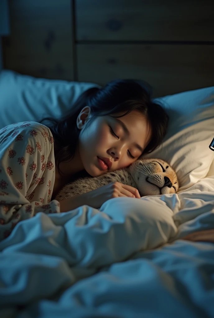 arafed girl sleeping in bed with a teddy bear in her arms, Holding a white duck, Good night, Soft warm light, asleep, sleeping, sleep, Sweet dream, sleepy, Heartwarming, child, Photos taken with Nikon D750, Photos taken with Nikon D750, Plush Toy Photography, Hugging a teddy bear, Beautiful soft light