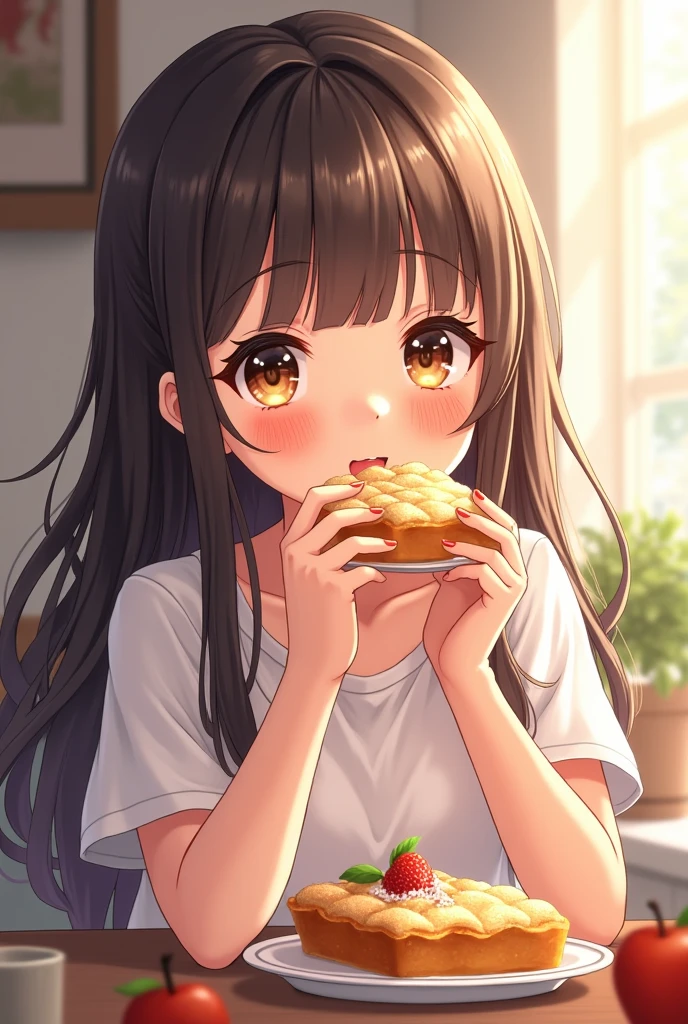 Anime girl with apple pie 