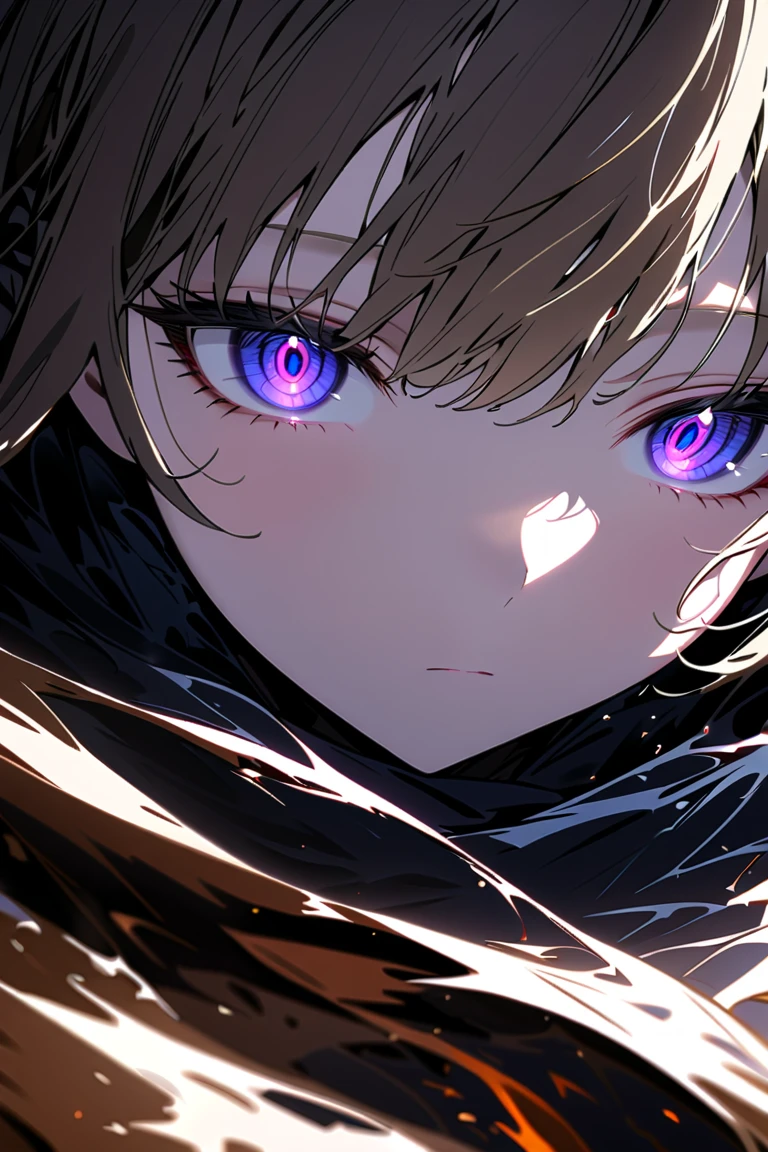 1,.美しい少女の顔のクローズアップ,無表情,寒くて恐ろしい,闇を体現する,((異常に開いた目)),高詳細,シネマティックな照明 ...