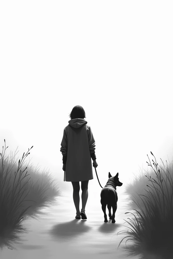 Monochrome dog walker