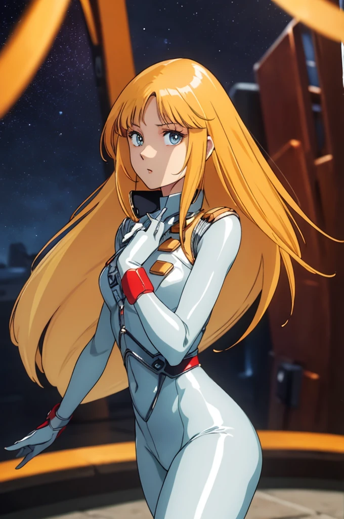 masterpiece,  best quality, space,  1 girl ,Alone, cowboy shooting alone,science fiction,
 Alfin, blonde hair , Long Hair, ,
break masterpiece ,8k unity wallpaper,anime key visual,highest quality, High resolution, anime coloring,,growing eyes,shiny skin,fine skin,white skin,dense skin,detailed hair,highly detailed legs,perfect lighting, Detailed CG, (perfect hands, perfect anatomy),High resolution,slender limbs, delicate curves, dainty hands,