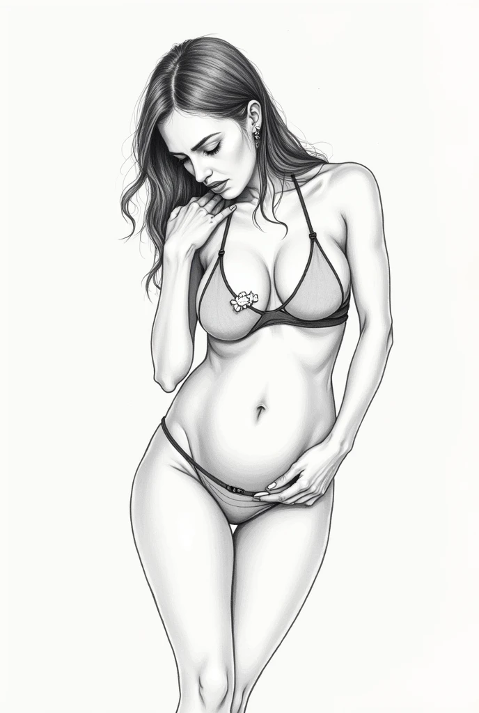 Draw a naked picture of a beautiful woman with big breasts and a big ass
