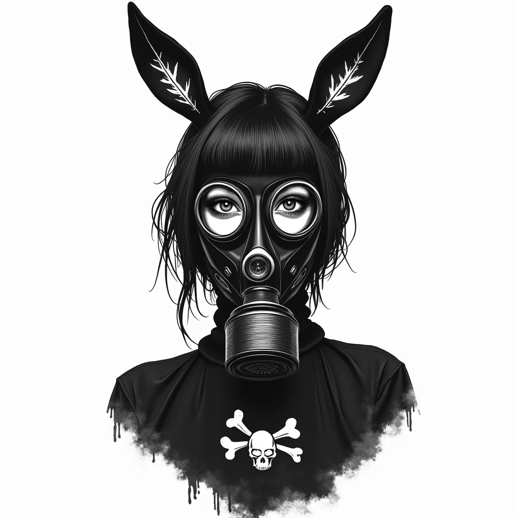 「cute micro bikini girl and gas mask」A logo design that says、horroor logo image、High contrast in black and white、Calligraphy、skull,A woman with a full-body image
「 girl in cute animal costume and gas mask」 cyberpunk 、Horror Taste、 red and green high contrast 、calligraphy、 skull bones,A woman with a full-body image性
