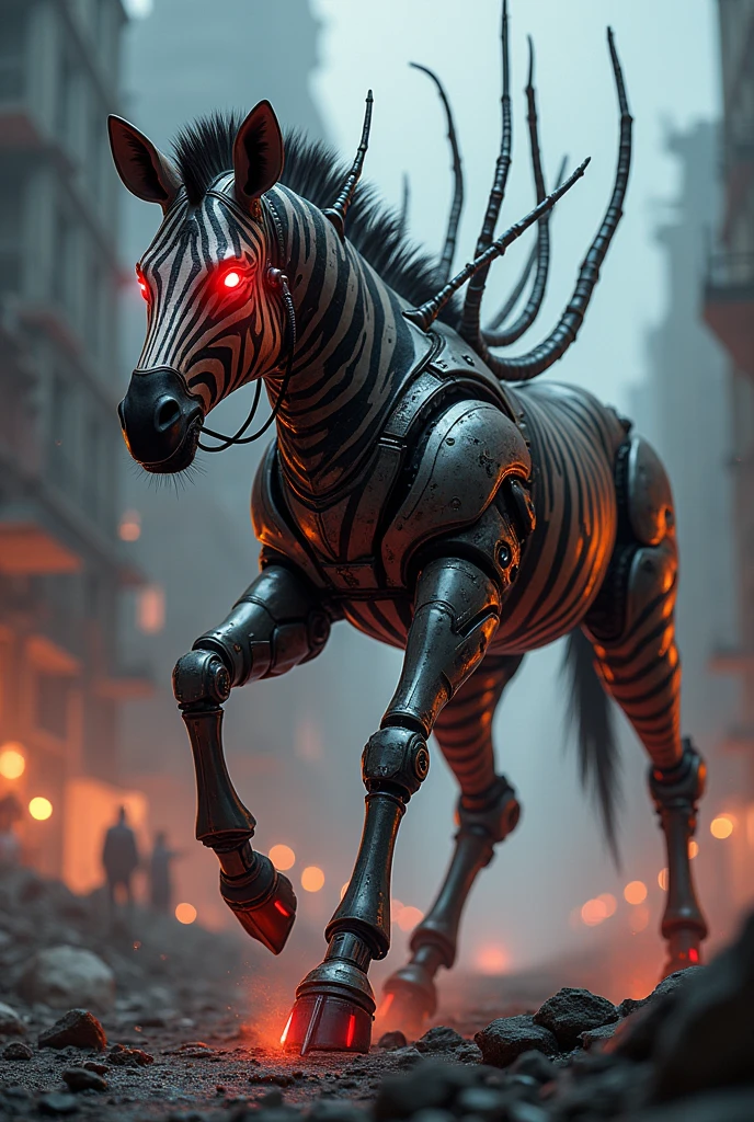 Mechanical anthropomorphic Hare, gears, wires, metal plating, clock gears, electric wires, mechanical limbs, industrial body, metal skin, electricity, mechanical bird wings, detailed face features, bronze light eyes, copper tubing, steam powered, photorealistic, 8k, high resolution, Spring Trap from Five Nights at Freddys