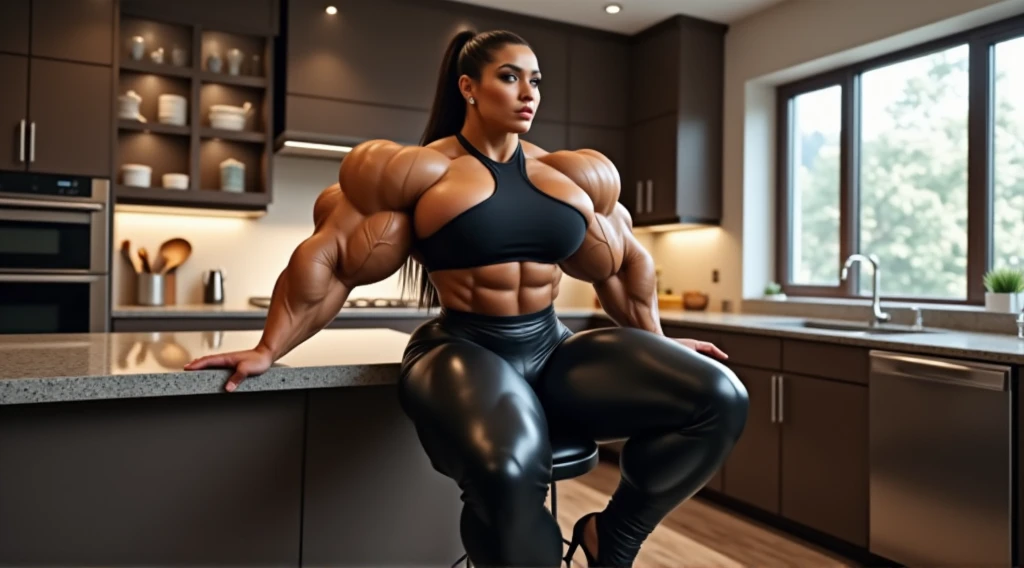 (8k, best quality, masterpiece:1.2), (realistic, photo-realistic:1.37), megan fox as a muscular demon woman in latex panties with huge breasts posing for a photo, (muscular physique:1.5), sensual pose, wide upper body, beautiful face, perfect face, exposed nipples , red neon lights, darksynth vibes, darksynth aesthetic, goth aesthetics, dark and intricate, gothic and futuristic, perfect body, red lights, gothic - cyberpunk, ultra-detailed,best quality, ultra high res, professional lighting,beautiful detailed eyes. (beautiful girl face:1.25)