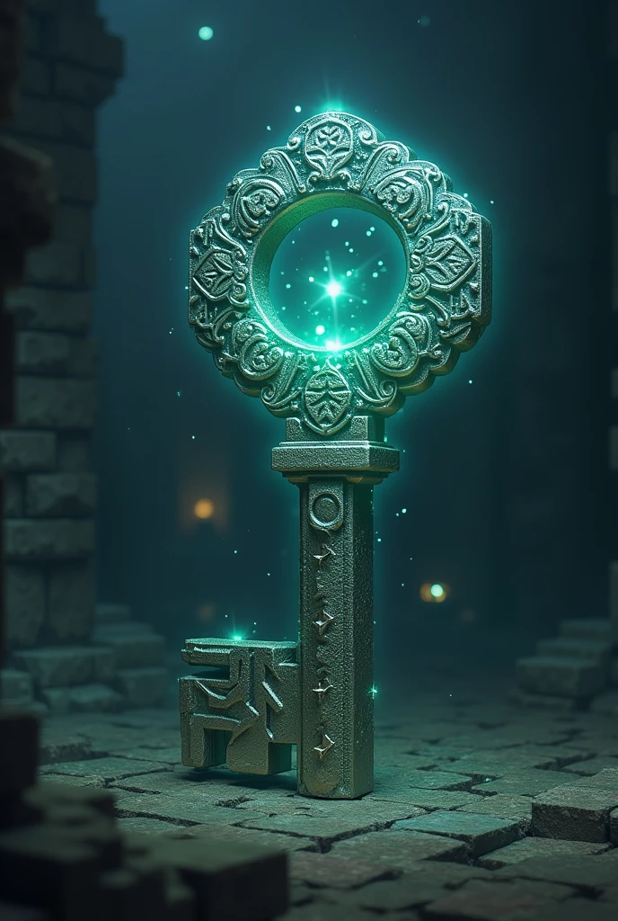I hand over a golden key that transmits a sparkling green light, for someone else