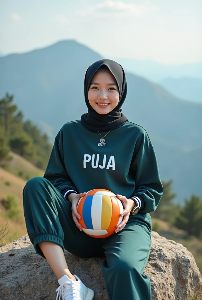 A malaysian woman (age 20, hijab no hair showing, athletic, a lite extra padding, hourglass figure, dressed appropriate o the scene) she is doing a commercial for PETA unclad, she is playing with puppies and having a ball