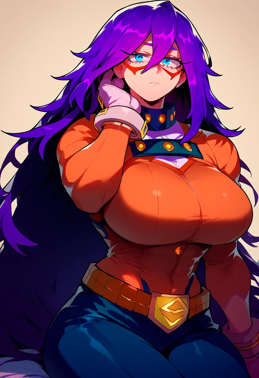 midnightmha, boku no hero academia, purple hair, blue eyes, very long hair, large breasts, 