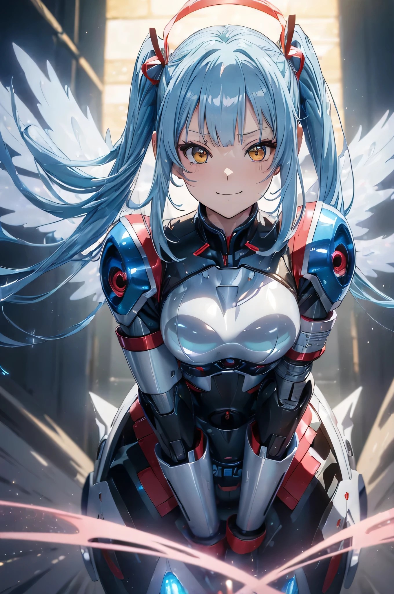 Crie uma imagem de Yae Miko, a smiling character with a friendly expression on her face. Ela tem coxas fortes e bem definidas. His appearance is confident and determined. She's wearing an elegant combat suit., com detalhes em cores vibrantes. in her hands, She holds a shiny futuristic weapon. The image should capture Yae Miko's energy and powerful presence
