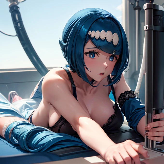 (Best quality:1.3), (4k quality), Ayanami Rei, Shin Evangelion, ((Detailed faces)), ((Erotic face)),  ((body is beautiful)), (medium boob), (Blue hair), (Trimmed hair), (Curved body), busty figure, (scantily clad), (City),、orgasm face、closed eye、Blushing cheeks、Arched back、(vaginal pennis:1.2)、(male people:1.3)、heterosexuality、(lying back on:1.6)、(Open leg women:1.4)、(Intense sex:1.7)、(cum shots:1.2)、, BREAK (masterpiece:1.2), best quality, high resolution, unity 8k wallpaper, (illustration:0.8), (beautiful detailed eyes:1.6), extremely detailed face, perfect lighting, extremely detailed CG, (perfect hands, perfect anatomy),