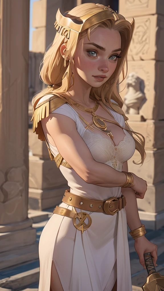 Tieve,blue eyes,blonde hair,
white dress,elbow sleeves,hips,
plains,temple,
standing,upper body,
(insanely detailed, beautiful detailed face, masterpiece, best quality),<lora:Tieve:0.8>,