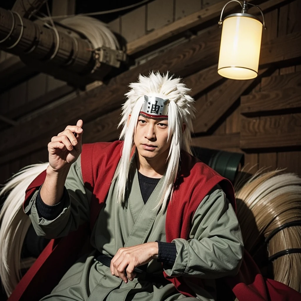 Jiraiya, White long hair, head protector, hermit