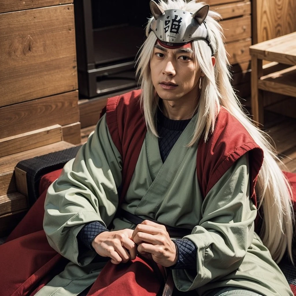 Jiraiya, White long hair, head protector