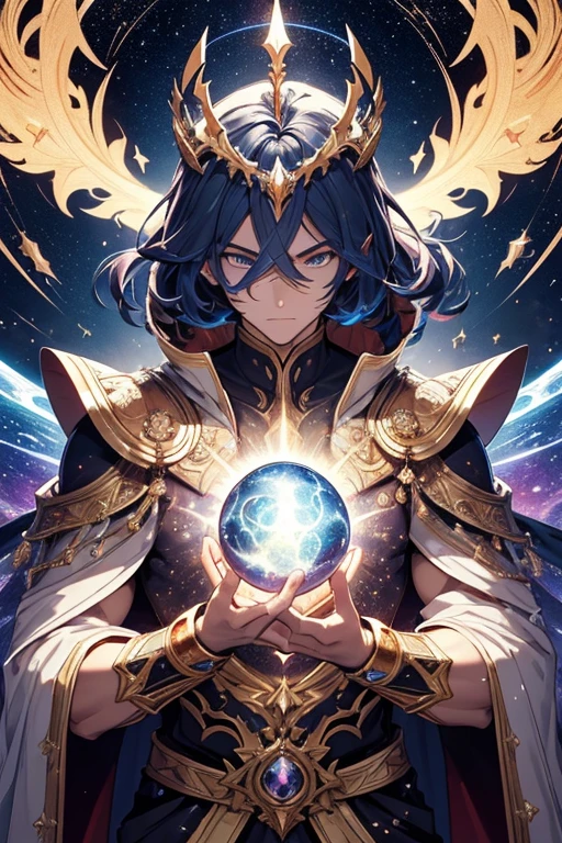 Niji Style,
an anime style character is standing in front of a glowing ball of light, in the style of edgar maxence, realistic detailing, winifred knights, mandy disher, dark gray and light gold, dragoncore, exquisite clothing detail, <lora:NijiStyle_Dusk-05:1>