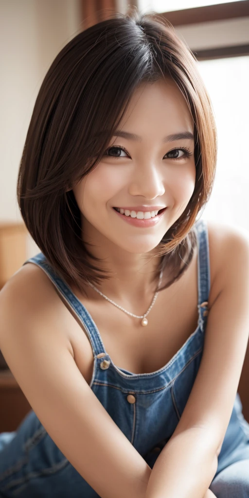 masterpiece,best quality,(Japanese ),((Beautiful girl)),cleavage,indoor,(perfect body beauty:1.2),(shy smile),beautiful teeth,