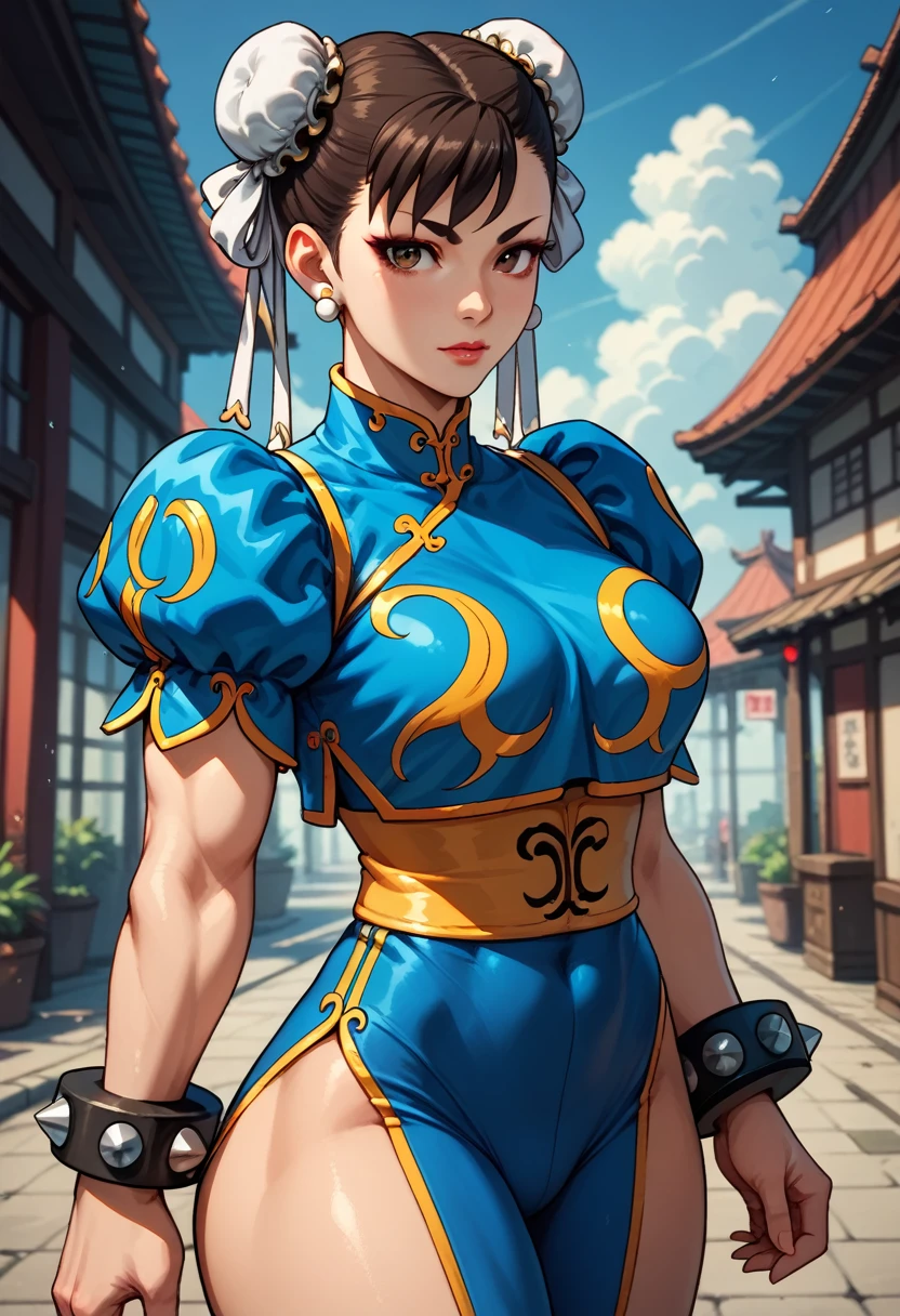 chun li, street fighter, belas coxas grossas, coxas sexys, , olhando para frente, belos olhos escuros, olhos detalhados, belo rosto, brown tights, botas brancas, sentada com as pernas cruzadas, numa floresta a noite