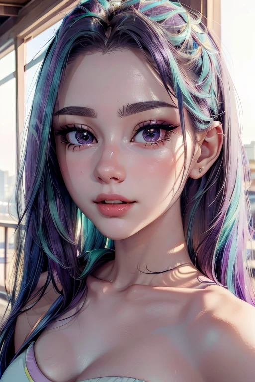 shukezouma, octane render, hdr, (hyperdetailed:1.15), (soft light, sharp:1.2), 1girl, beautiful girl, ultra detailed eyes, mature, plump, thick, painting drops, paint teardrops, woman made up from paint, entirely paint, splat, splash, long colored hair, sports bra made from paint, ultra detailed texture sports bra, paint sports bra, paint bulb, exposed cleavage, sexy, paint drops, outdoors, exposed shoulders, sakura trees, tears, sexy, shoulders visible, thighs exposed