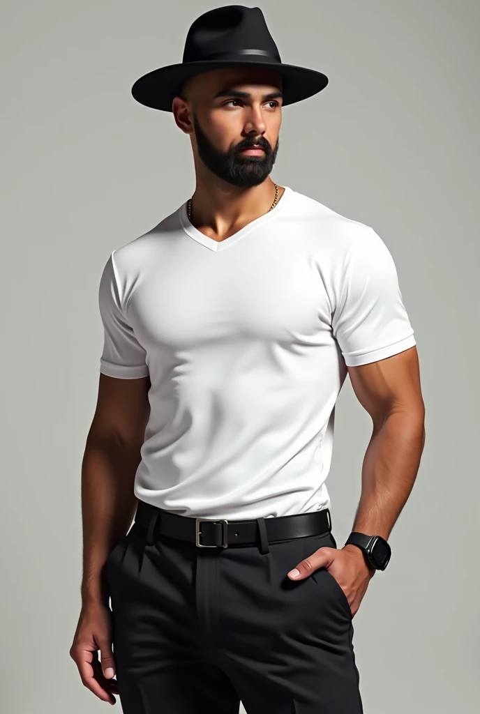 absurdres, highres, ultra detalhado, realista, ), 1 macho, solo, adulto, maduro, cara musculoso alto, ombros largos, bonito, cabelo muito curto, cabelo preto, olhos castanhos, angular jaw, thick neck, sobrancelhas grossas, quarto de hospital, medic, vestido branco, casaco branco, parte superior do corpo