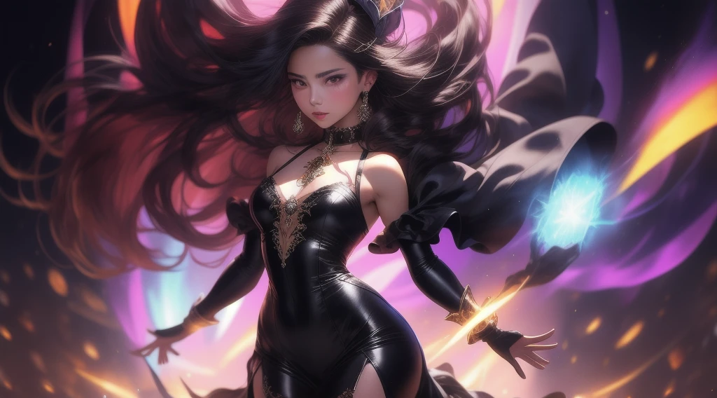 arcane arachnid lady, elise the spider queen, league of legends, arcane arachnid, fighting stance, ( body formed from metallic mauveine and metallic black liquid metallic paint twisting into a beautiful interpretation of the female figure), long sharp fangs, au naturel, ((complex metallic colours in the foreground)), (( fluid mechanics, the loveliest smooth scale face makeup, smirky expression)) - dark blood, onyxia