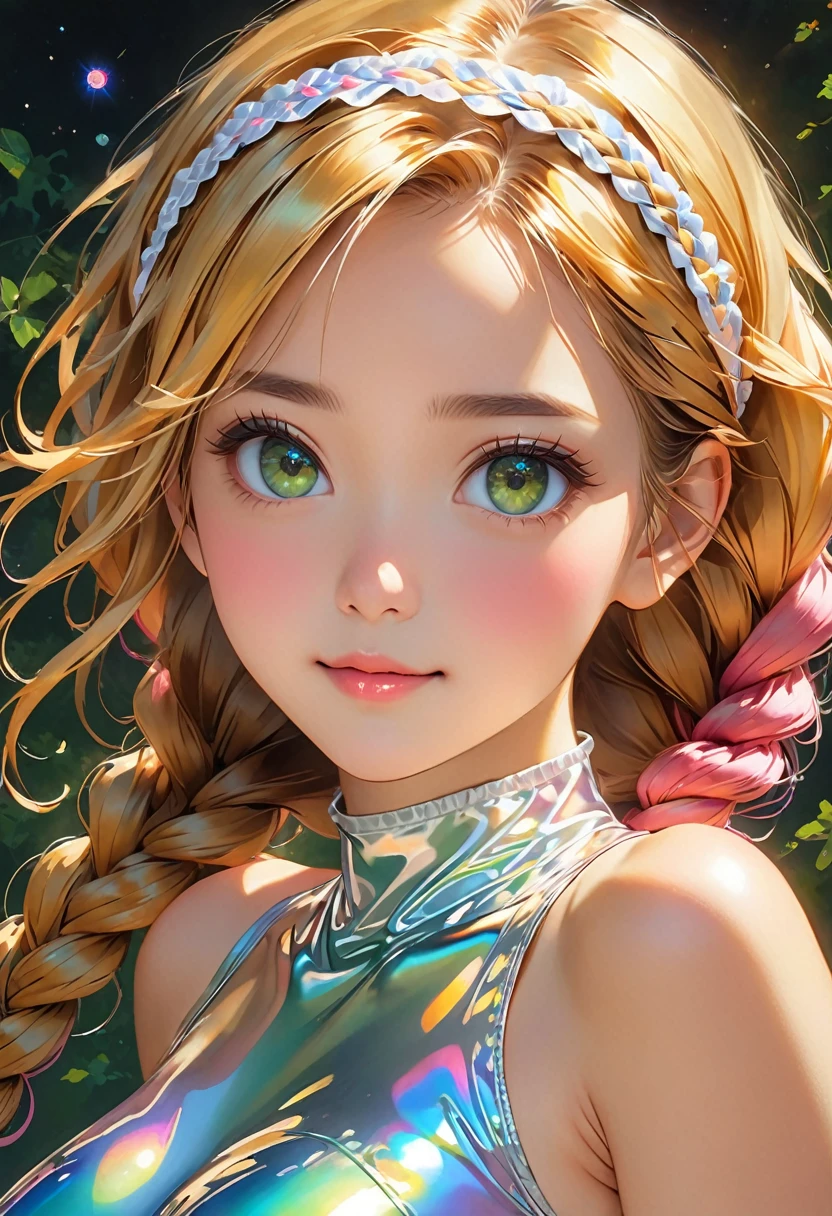 (highest quality, 4k, 8K, High resolution, masterpiece:1.2), Super detailed, high contrast, masterpiece:1.2, best quality, best aesthetics, Portrait, Ukrainian forest fairies, sweet, Bewitching, charm, Mature charm, giga_busty, blonde, blue eyes, smooth skin, 1 girl, pretty girl , Green sheer dress:1.2, spirit of the wind, Flowers flutter, By the spring, big breasts, cowboy shot, Super detailedな顔, fine eyes,