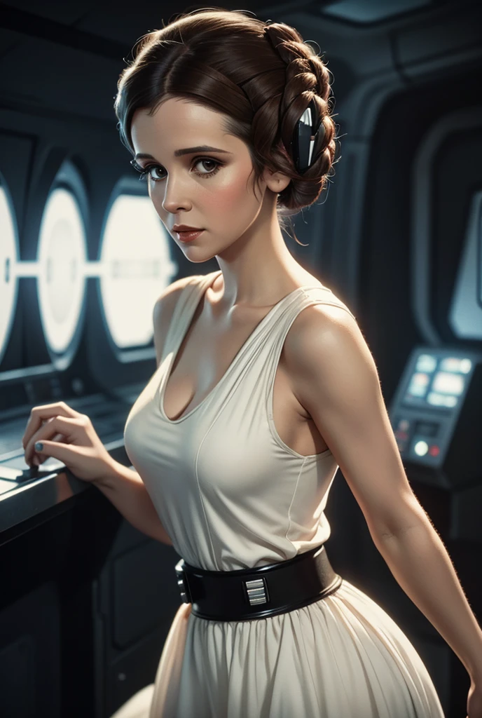 Stars Wars image of Princess Leia very beautiful in the style of the 50s