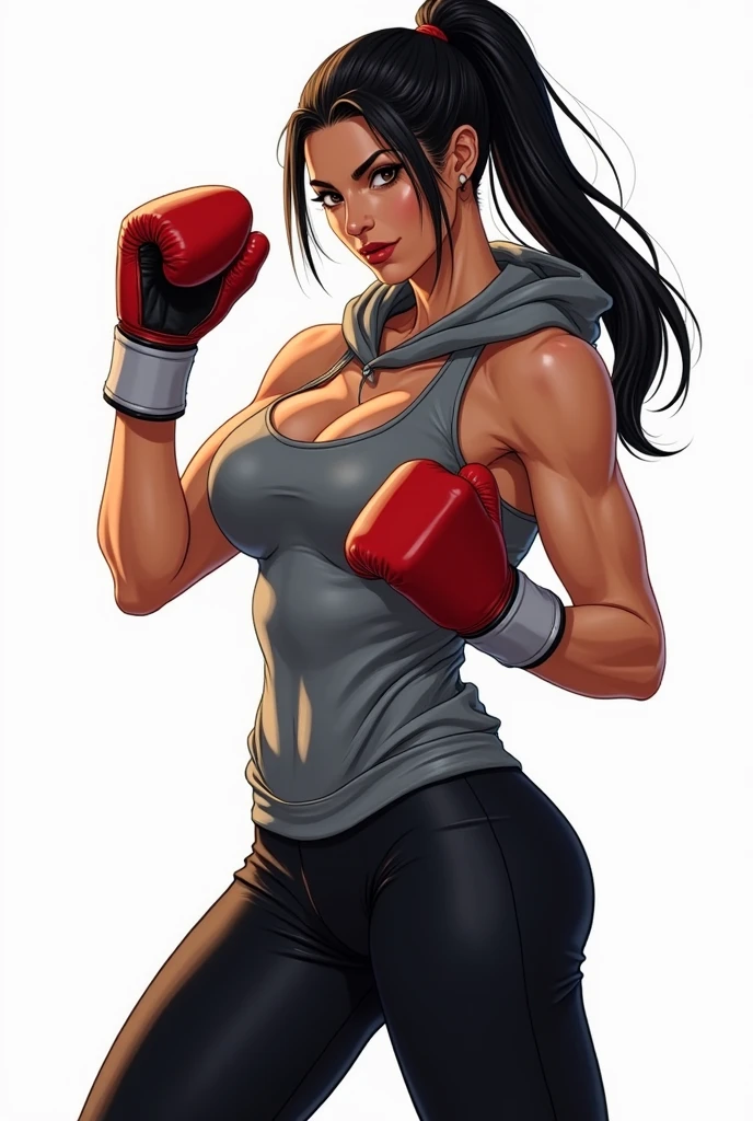 (original) , (very detailed wallpaper) , (best quality) , (masterpiece) , photographic reality, realistic, very detailed illustrations, (1 girl) , beautiful eyes, (delicate face) , perfect detail, (best lighting) , (super complex details) , 
 (boxing girl) , (aggressive punching) , sweat, heavy breathing, (oppressive attack) , (boxing ring) , athletic shorts, perfect detail, perfect fingers, perfect limbs, impact, (shiny skin) , abs, muscles, waistline,boxing shorts, fist fight, black hair, high ponytail, very long hair, 
4K unified, (super detailed CG: 1.2) , (8K: 1.2) , realistic, octane rendering