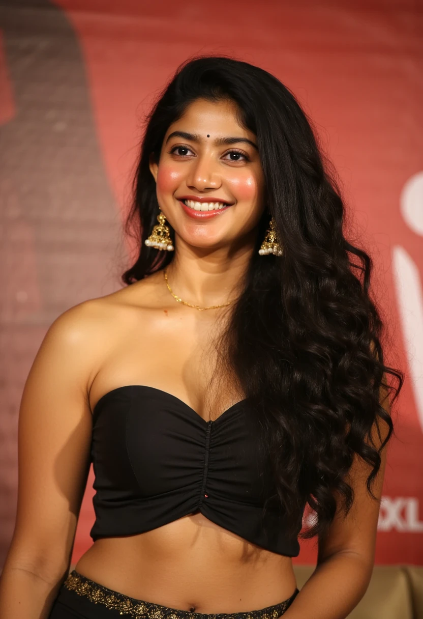 traditional wear, mixed face of (tiger shroff and ananya pandey), abeautiful girl, long black hair, hyper realistic, age of 6, no dot on forehead, looking forward on camera, smiling face, wear indian traditional saree, right hand on cheek, detailed face, standing, wear saree, in front of wall