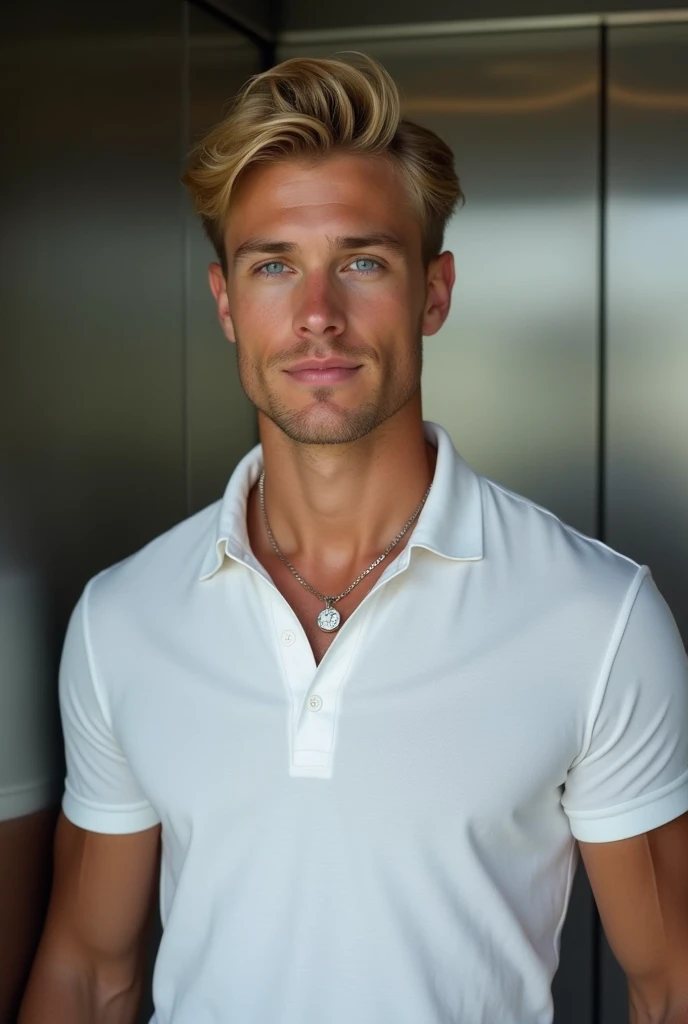 A short, slim guy, tanned and soft skin, somewhat long wavy blond hair, small back, somewhat wide hips, pretty thighs, somewhat large ass, very small member, his little balls would be bigger than my erect member, bicep, cute face / tender