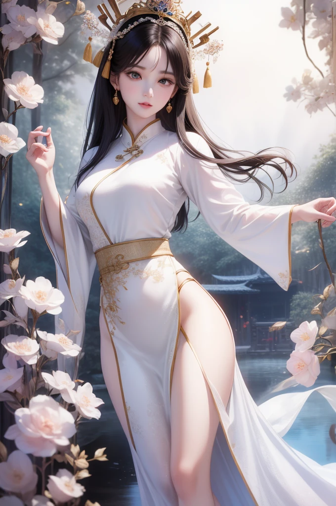 Blue sky and white clouds,Under the trees(樱花Under the trees的花瓣、Sakura NS、Cherry tree、Sakura Blizzard 1.5),pond side,three-dimensional silhouette、Exquisite makeup,plump hanfu woman,Embroidery material,Expose shoulders and back,Beautiful woman wearing sexy revealing hanfu,Beautiful back,Beautiful back,Belly down,上半身lying on the grass ground, Exposes the thighs and buttocks,lying on the grass ground,Lift your hips,Open the gluteal muscles of the buttocks,Thin and transparent Hanfu,The complexion is shiny,Sexy Hanfu clothing,Extravagant headwear,Thin and transparent Hanfu,camel toe(quality, 8K)), clear focus:1.2, (Layered pruning, big deal:1.2), (beautiful woman with perfect body:1.4), (Beautiful elegant rear view:1.3), big chest and thin waist,打开camel toe