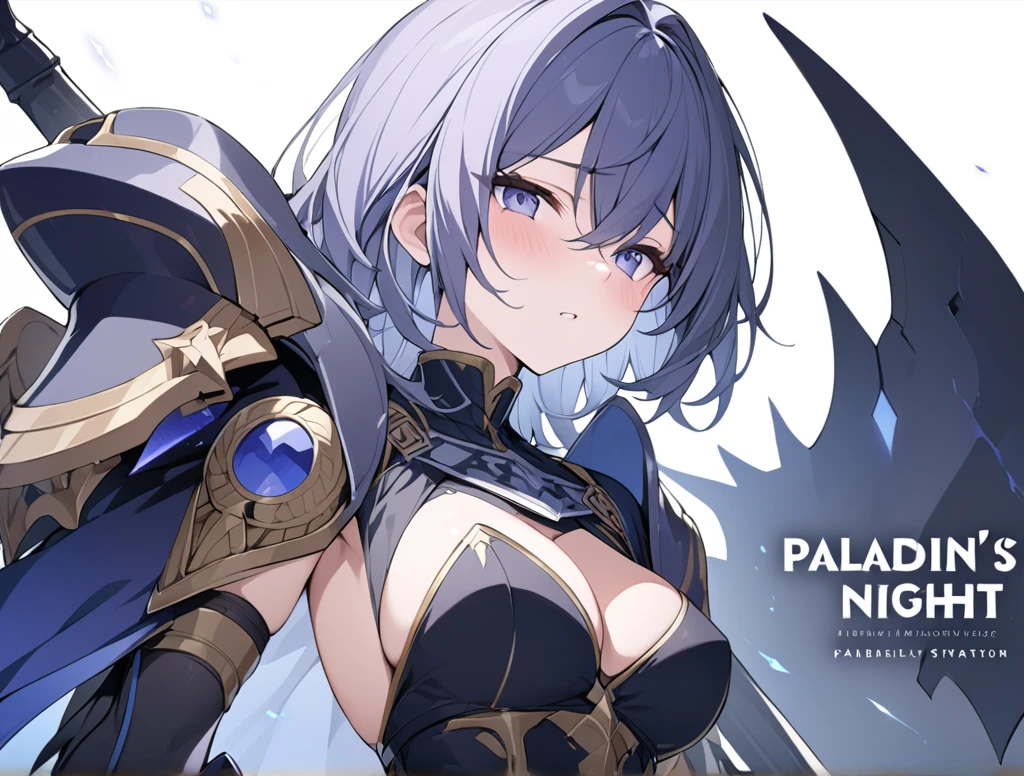 title,text_ 'Paladin's Night' text, focus,cover,white background,masterpiece,best quality,Paladin's Night,finely detail,extremely detailed CG,  