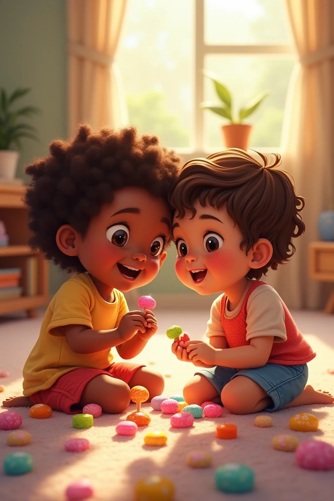Little white boy with gray hair and little Indian girl in sandbox 