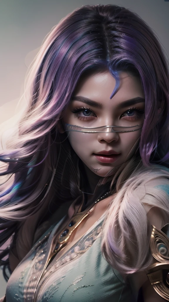 1girl,(masterpiece:1.4, best quality),medium breasts,(intricate details),unity 8k wallpaper,ultra detailed,(pastel colors:1.3),beautiful and aesthetic,detailed,solo, purple hair, luo_yi_ml, mouth veil 