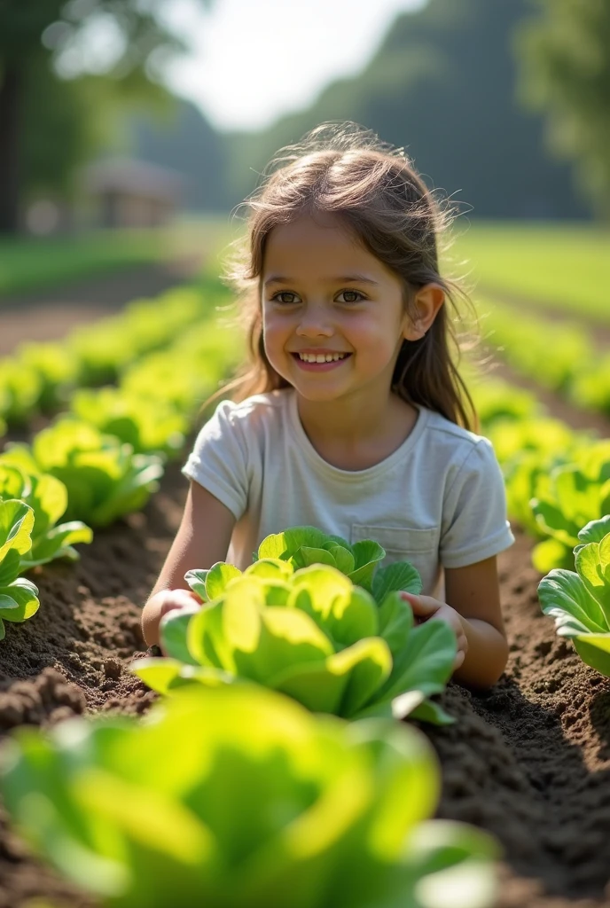 Generate "there are many babies in cabbage heads in a field"