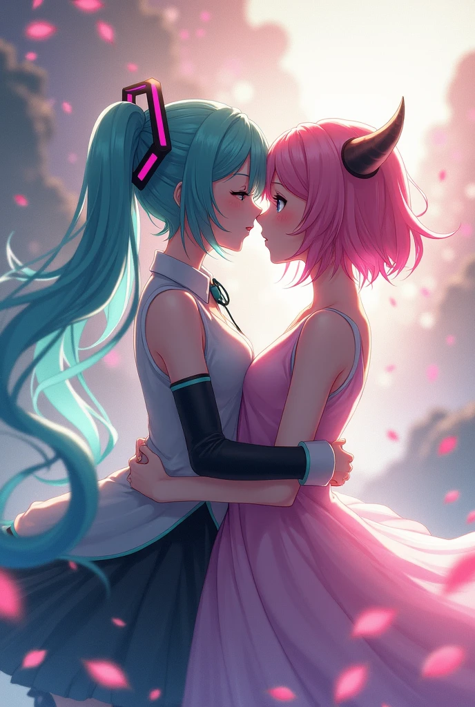 yuri couple、Homosexuals、twin tails、love、kiss、cute、pastel colour、3×3