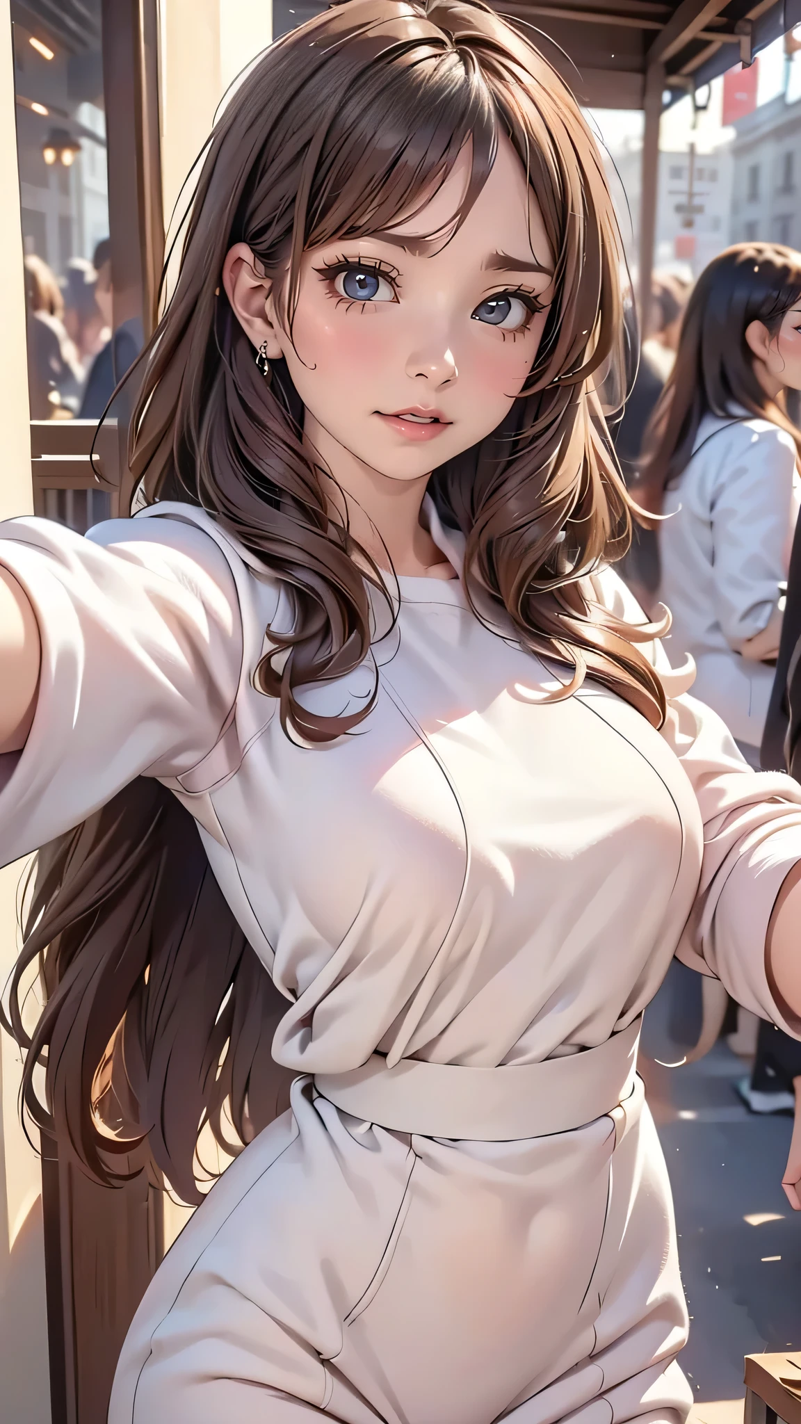 looking at viewer,high school girl,leaning forward,(random cute clothes),(random Lively pose),(Thin type),(large breasts),(random hairstyle),(Highest image quality, (8K), Ultra-realistic, Best Quality, High quality, High Definition, high quality texture, high detailing, Beautiful detailed, fine detailed, extremely details CG, Detailed texture, realistic representation of face, masterpiece, presence)