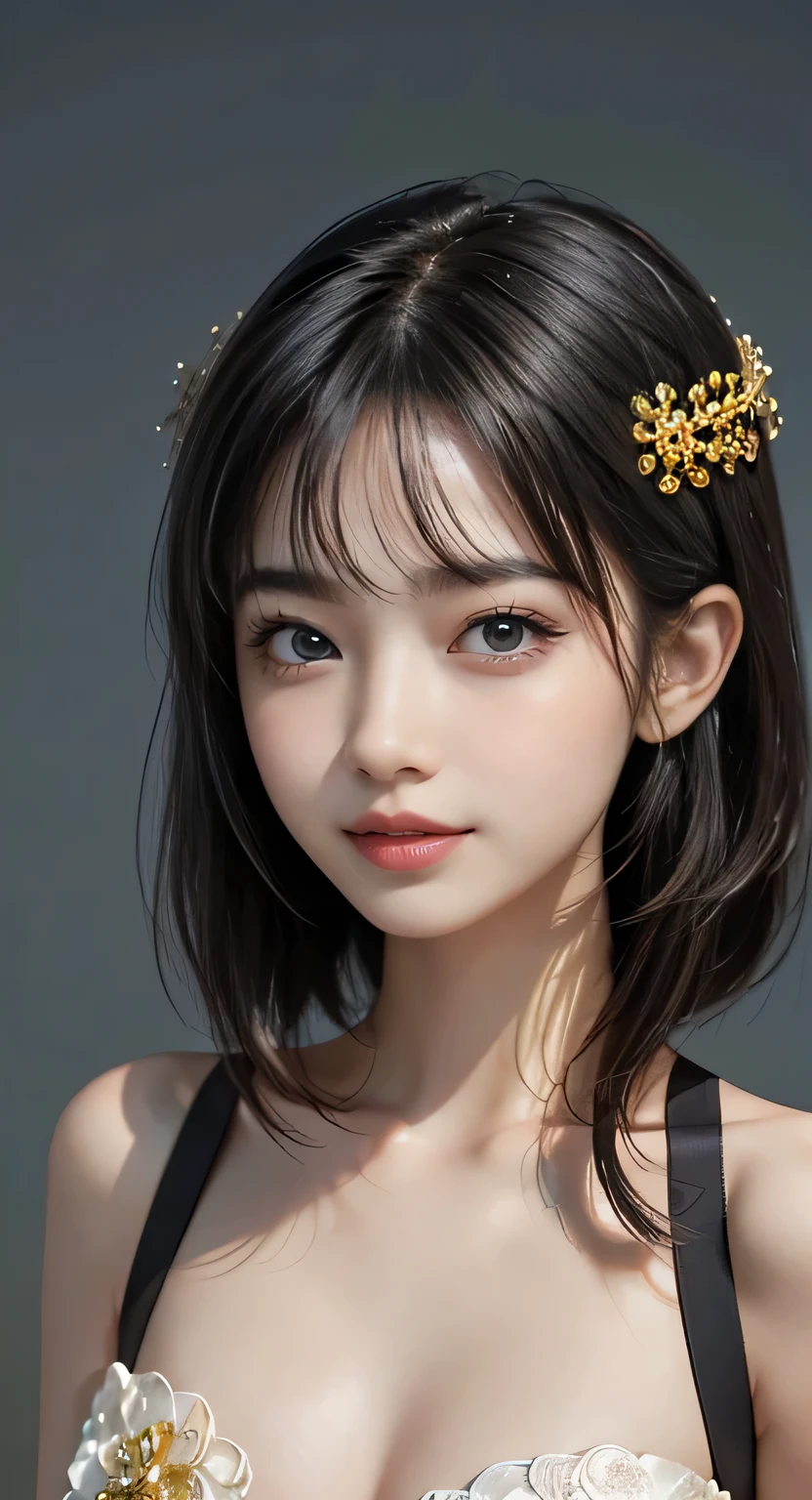 {{ short black bob hair },{{hime cut:1.6}}, Hair Bobble, , {{ long eyelashes :1.6}}, solid round lightsmile , , ,  Surrealism ,  Drop Shadow , Anaglyph,  Stereogram , Character portrait, throw,  atmospheric perspective , 8k,  super detailed, Accurate, 最 High Quality ,  NFSD, retina, Accurate,  Anatomically Accurate , textured skin,  super detailed,  High Quality , 最 High Quality ,  high definition , 1080P,  hard disk , 8k、  cute and seductive smile  ,  Beautiful Asian Girl,  Beautiful Asian Woman ,  gentle seductive smile  ,  cute young woman,  美しい Young Asian Women ,  young and cute asian face ,  Korean Girl , With a captivating smile,  Young Asian Women 